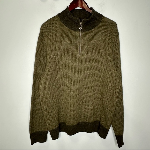 J. Crew Men’s Rugged Merino Wool 1/2 Zip Mock Neck Pullover Sweater Size L